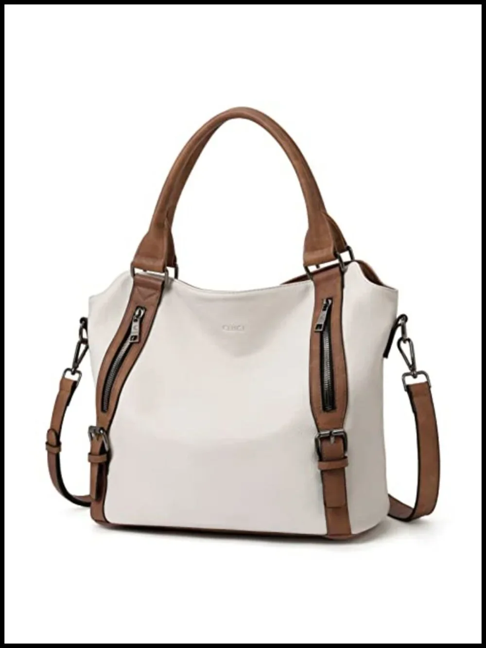 Large Hobo Bag with Multiple Pockets, Vegan Leather, Adjustable Strap Crossbody